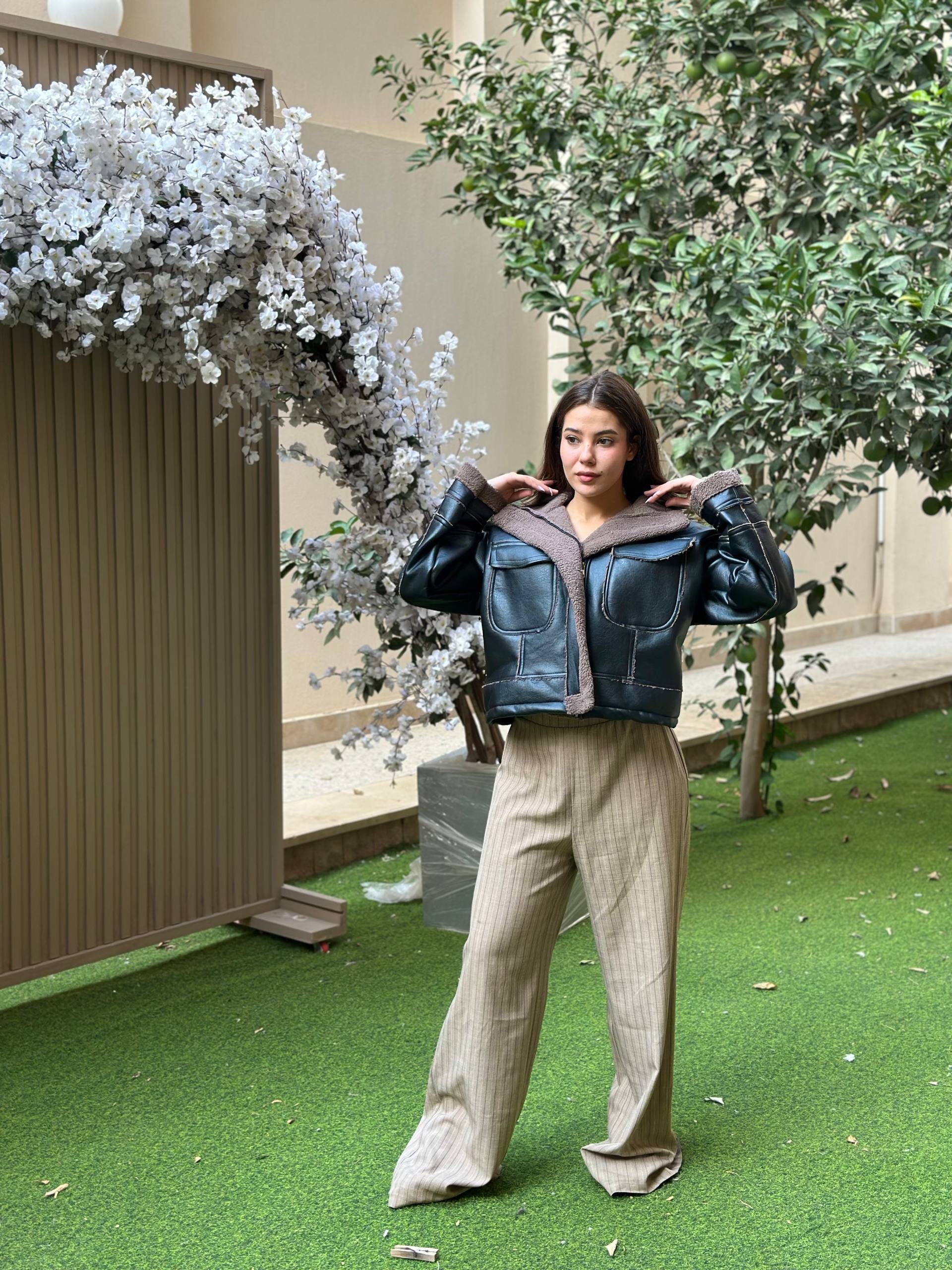 NEXO Leather jacket in fur