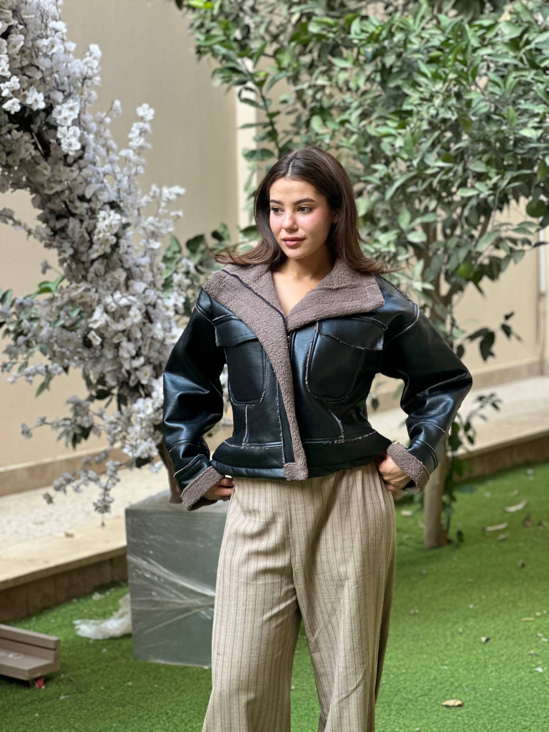 NEXO Leather jacket in fur