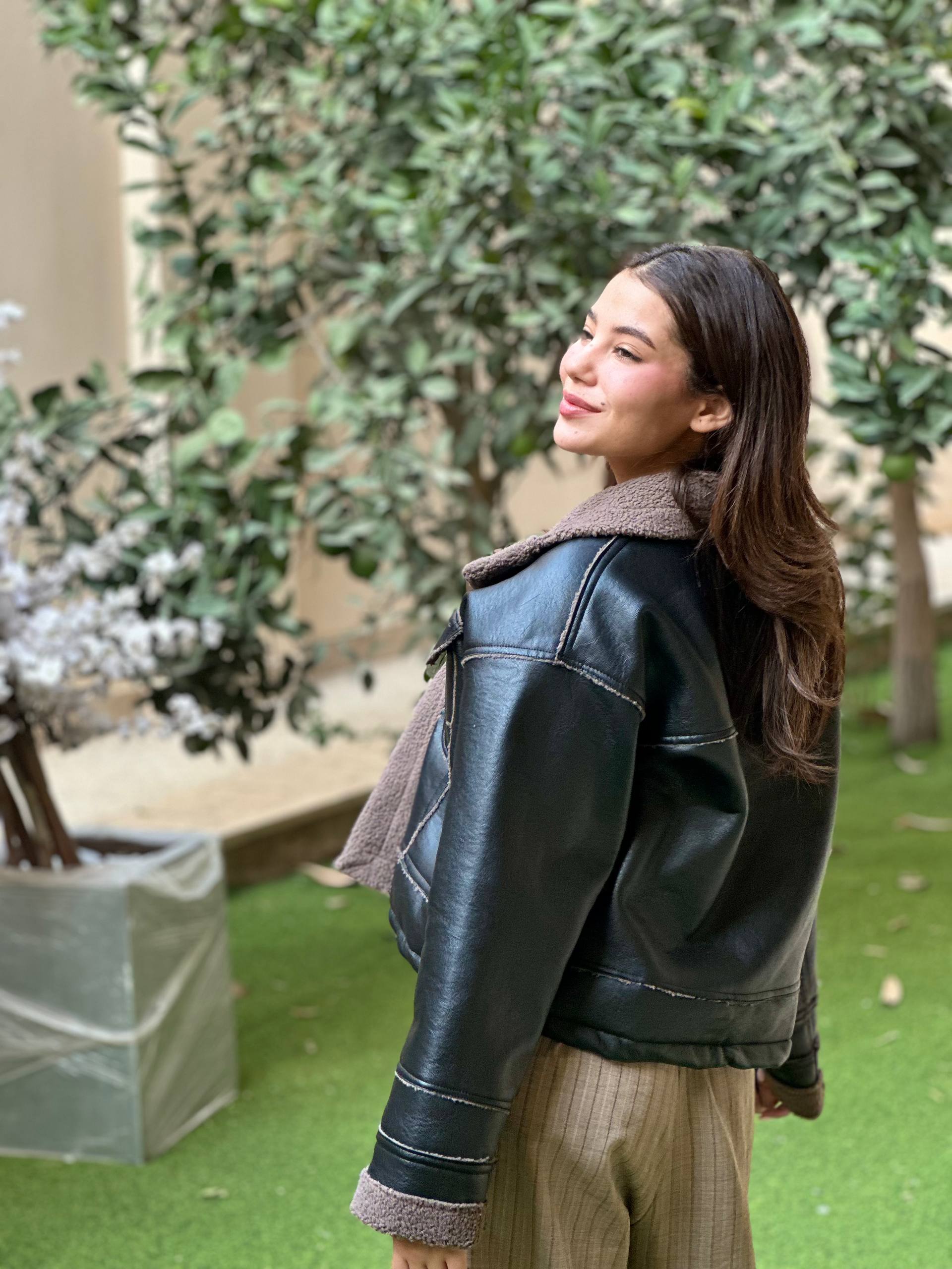 NEXO Leather jacket in fur