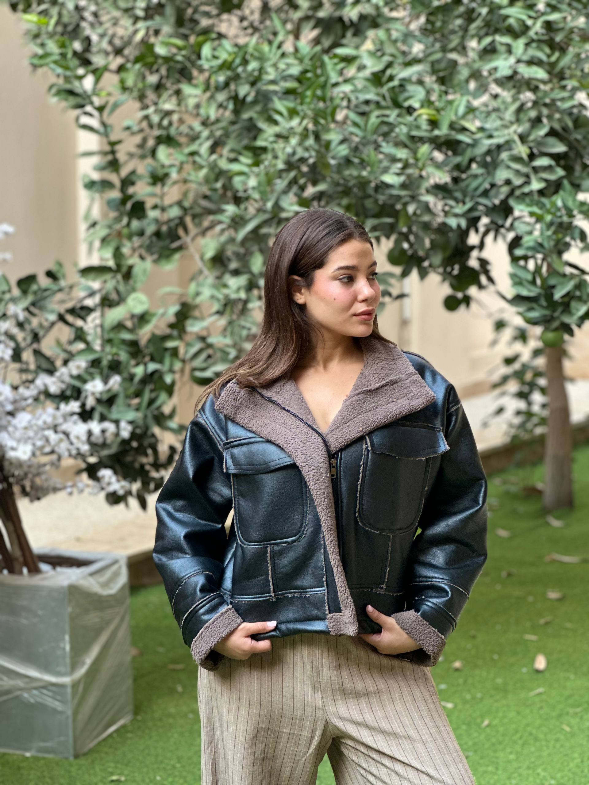 NEXO Leather jacket in fur