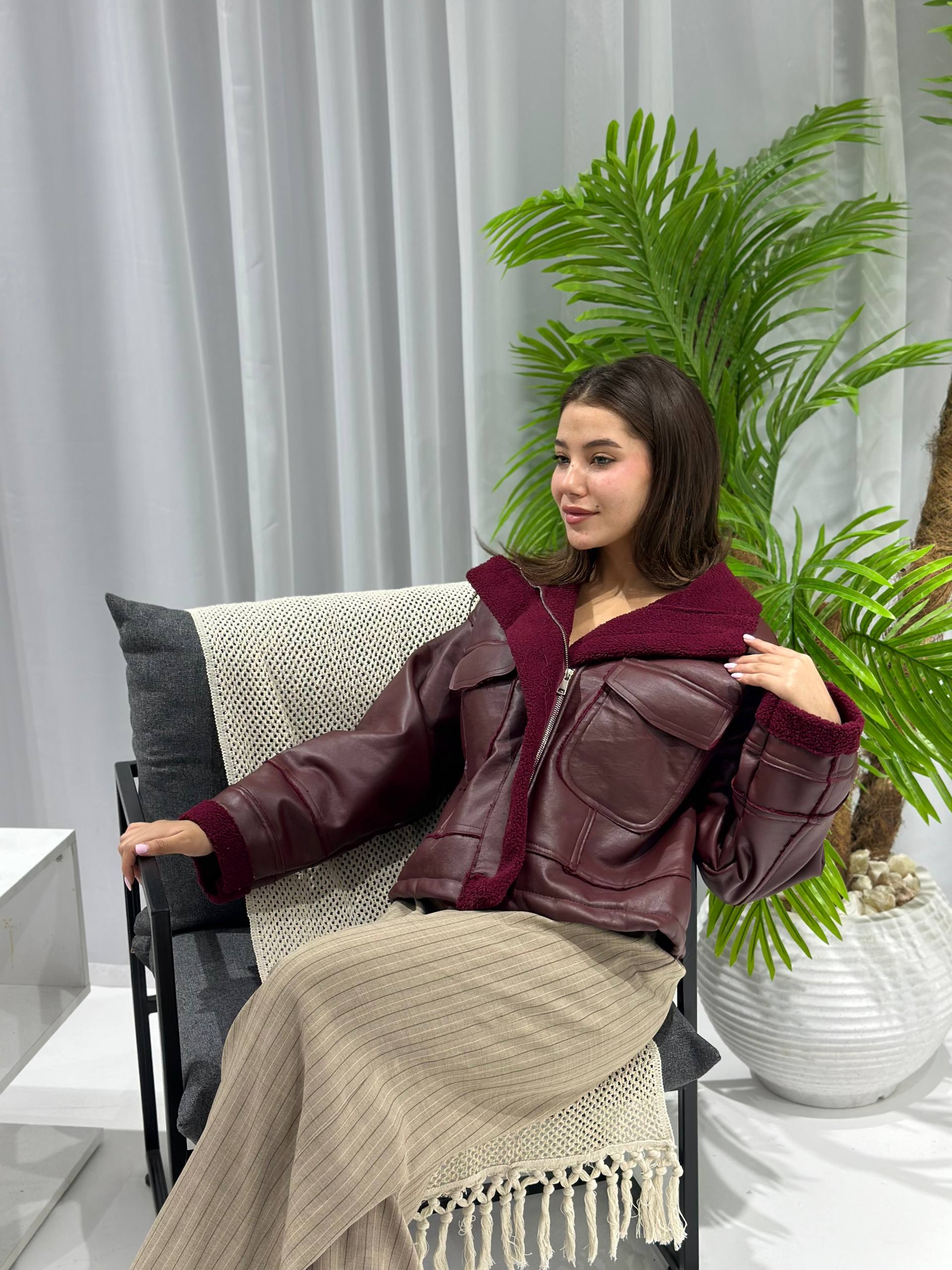 NEXO Leather jacket in fur