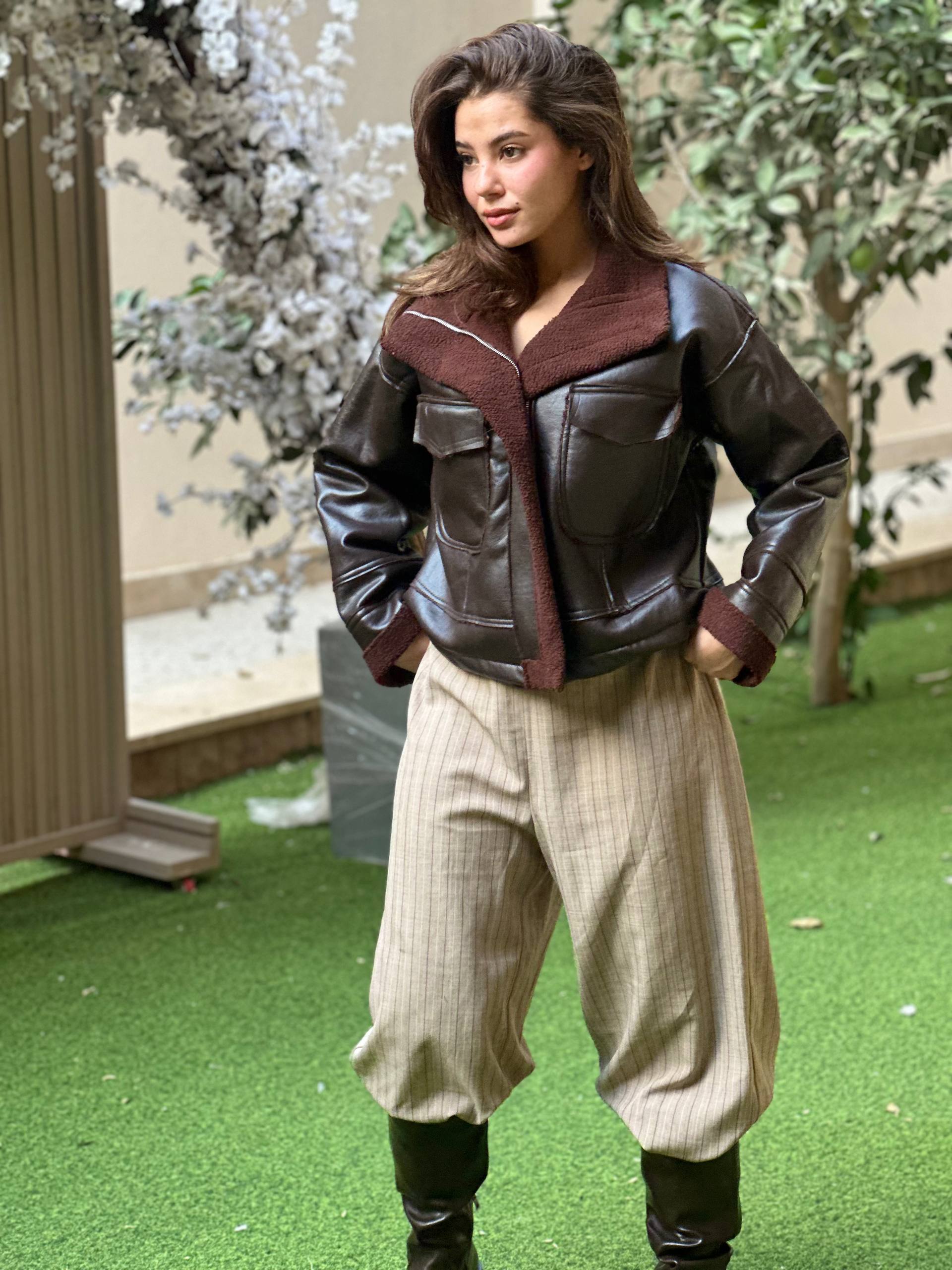 NEXO Leather jacket in fur