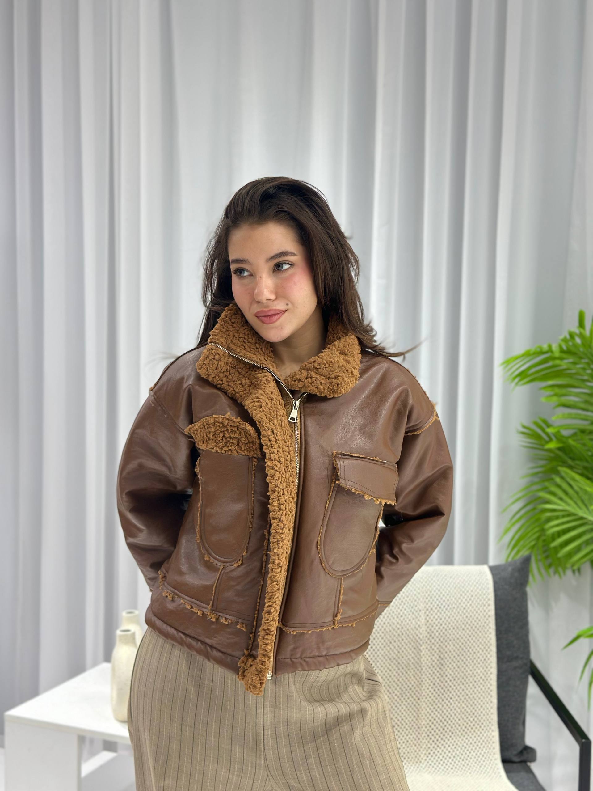 NEXO Leather jacket in fur
