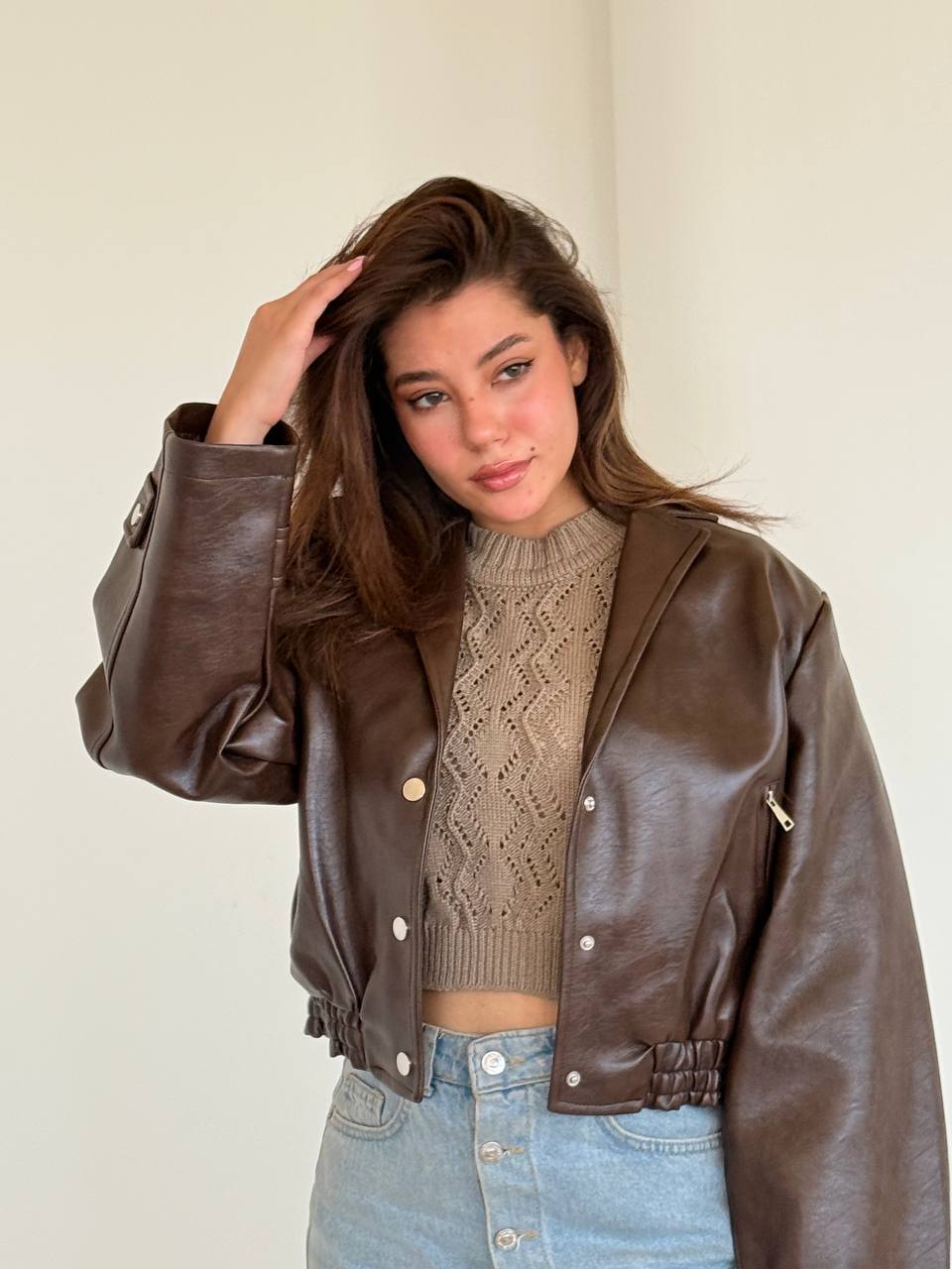 Nexo brown leather jacket