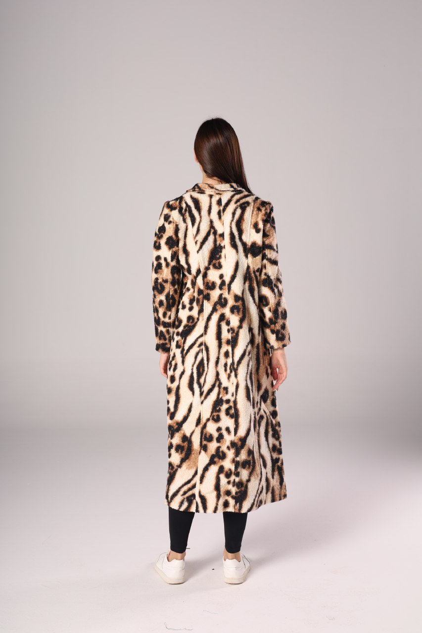 Nexo Long leopard fur wool jacket